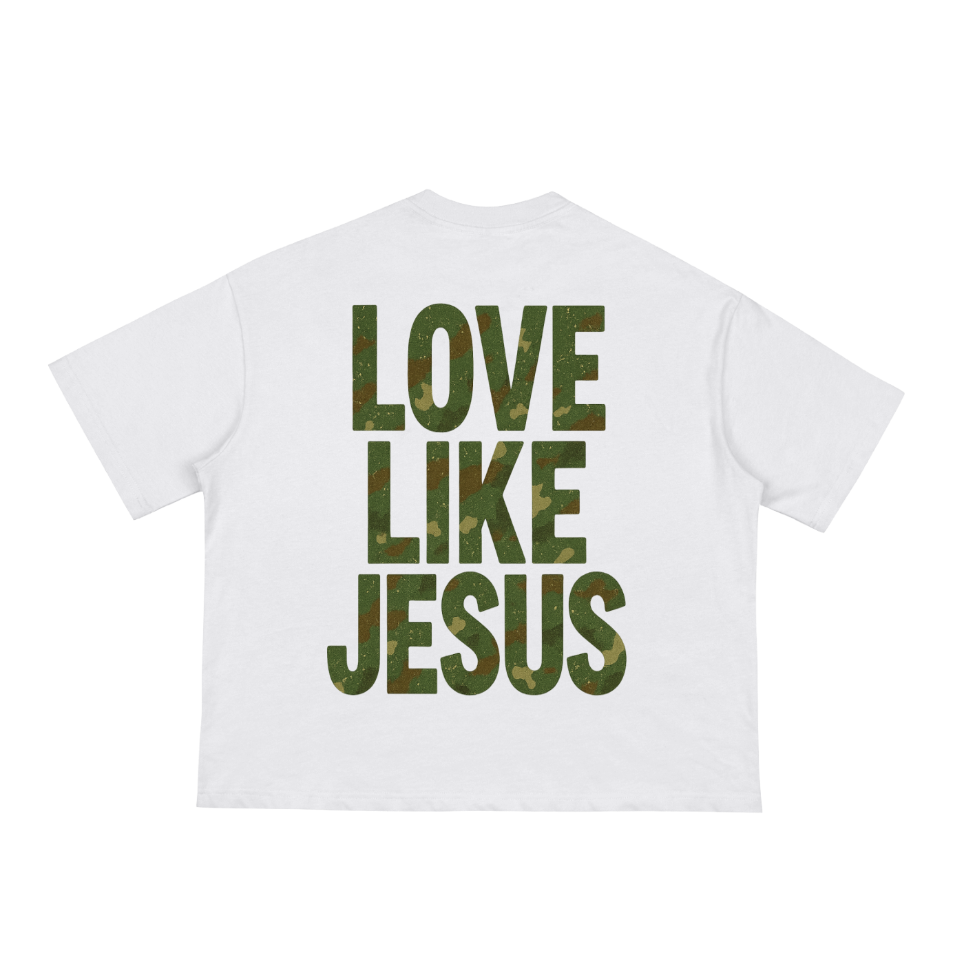 Classic Camo "Love Like Jesus" boxy tee