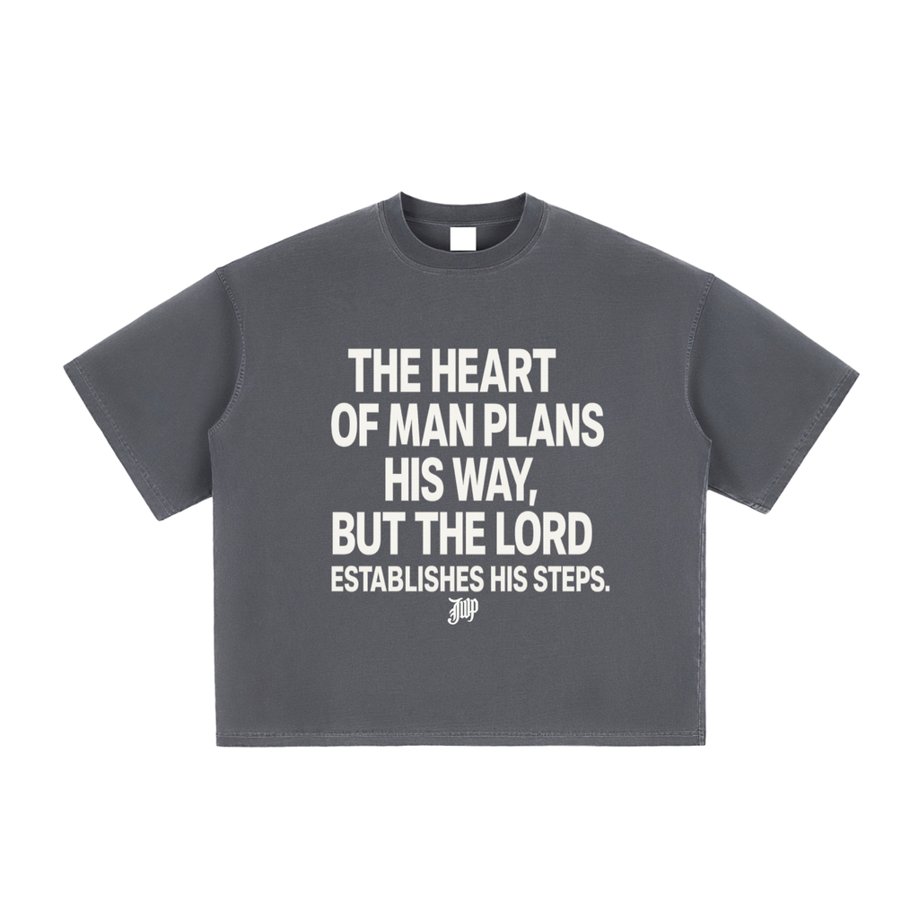 Proverbs 16:9 Vintage Washed Boxy T-Shirt